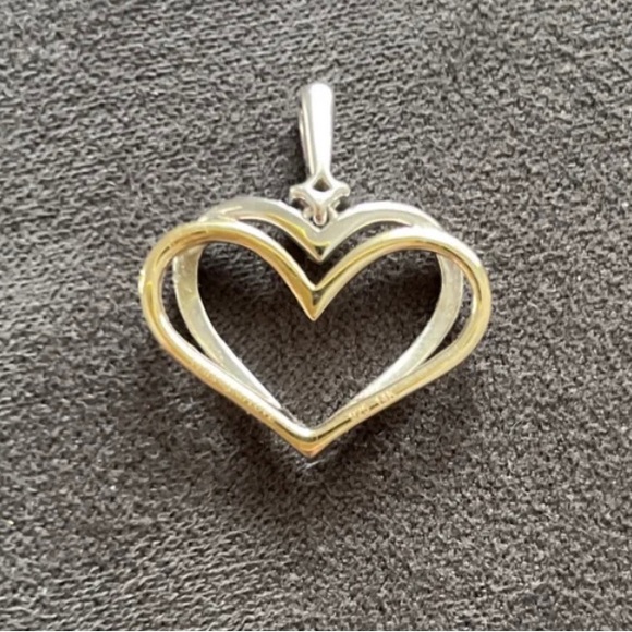 Vera Wang Love: Diamond & Sapphire Pendant : Sterling & 14K Gold - Pre Owned - Picture 4 of 6